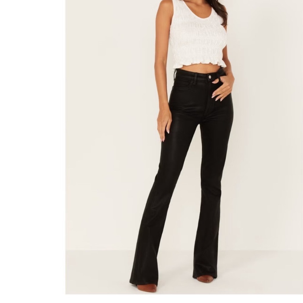 7 For All Mankind Womens jeans High Rise Coated Slim Bootcut Black Size 24 x 34